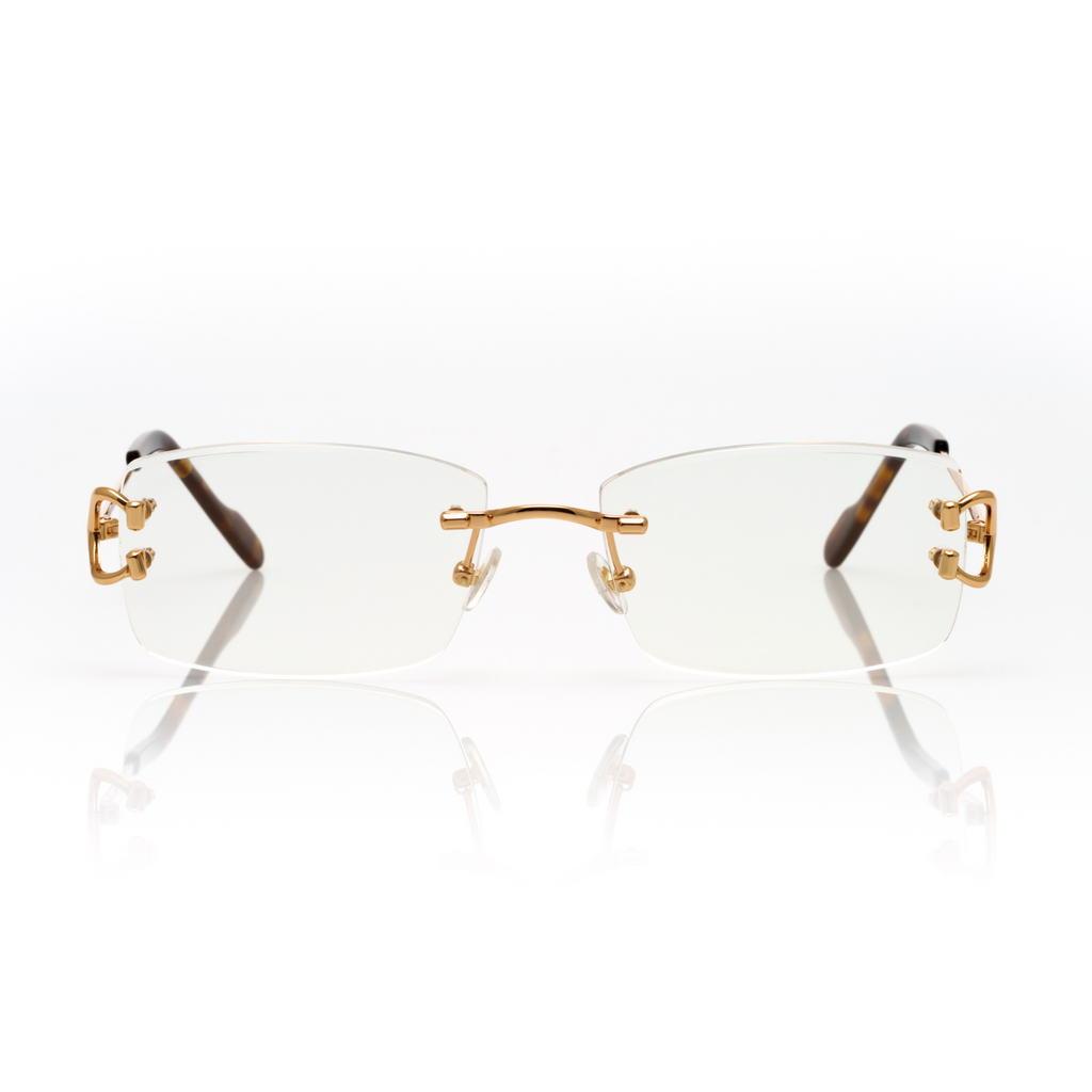 Lunettes Rectangle — Métal Doré & Verres Fumés Clairs