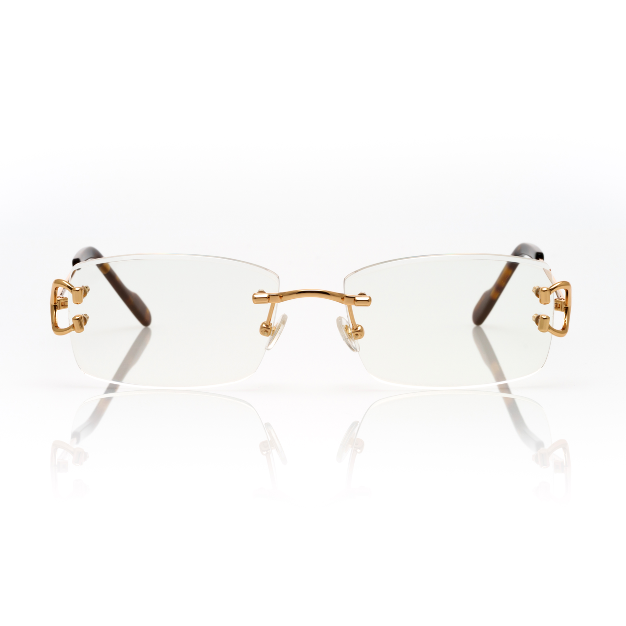 Lunettes Rectangle — Métal Doré & Verres Fumés Clairs