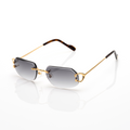 Lunettes Rectangle — Métal Doré & Verres Gris Fumé