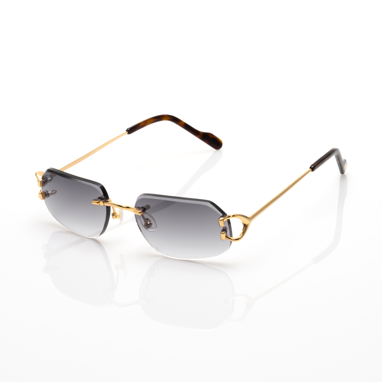 Lunettes Rectangle — Métal Doré & Verres Gris Fumé
