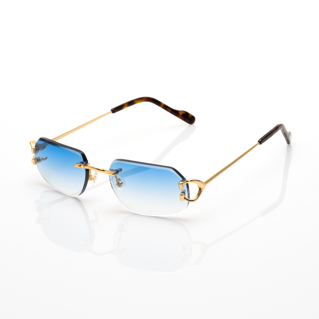 Lunettes Rectangle — Métal Doré & Verres Gris Fumé