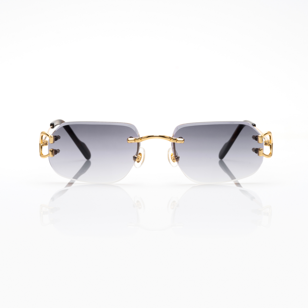 Lunettes Rectangle — Métal Doré & Verres Gris Fumé