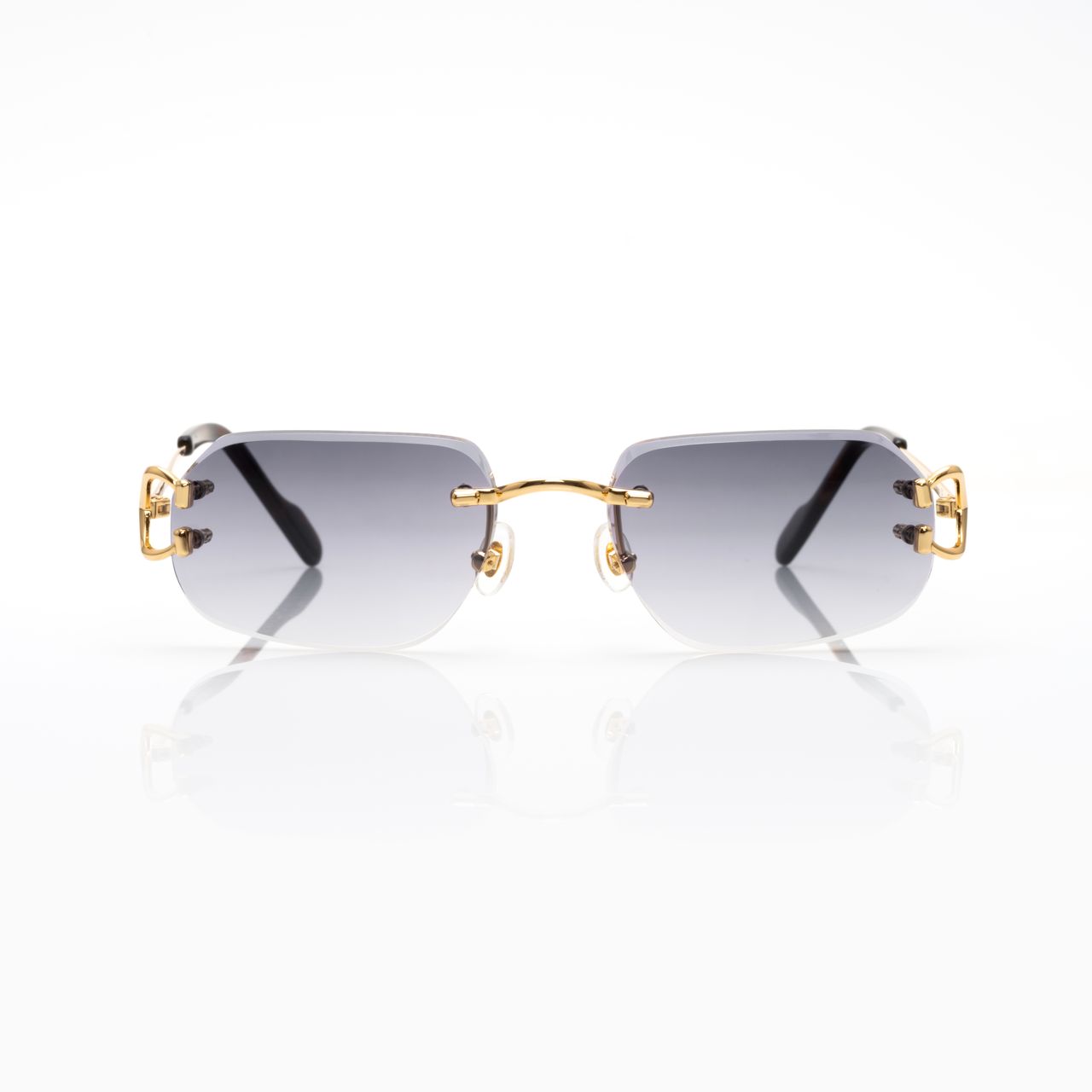 Lunettes Rectangle — Métal Doré & Verres Gris Fumé