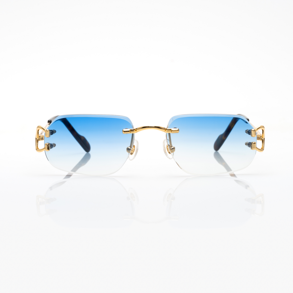 Lunettes Rectangle — Métal Doré & Verres Gris Fumé