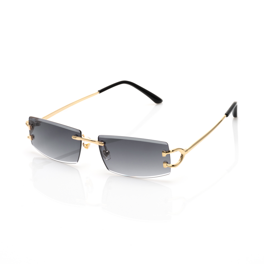 Lunettes Rectangle — Métal Doré & Verres Gris Fumé · II