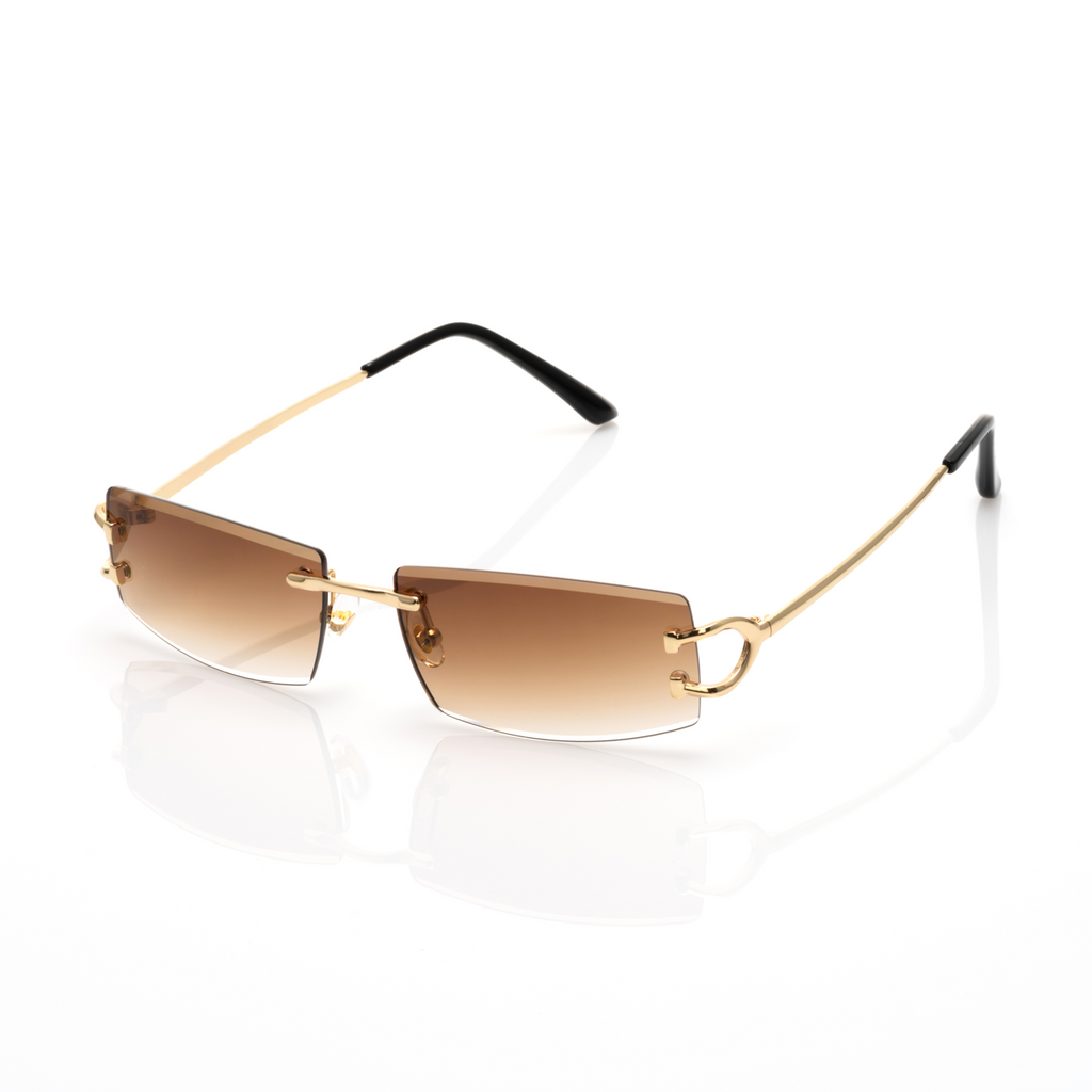 Lunettes Rectangle — Métal Doré & Verres Gris Fumé · II