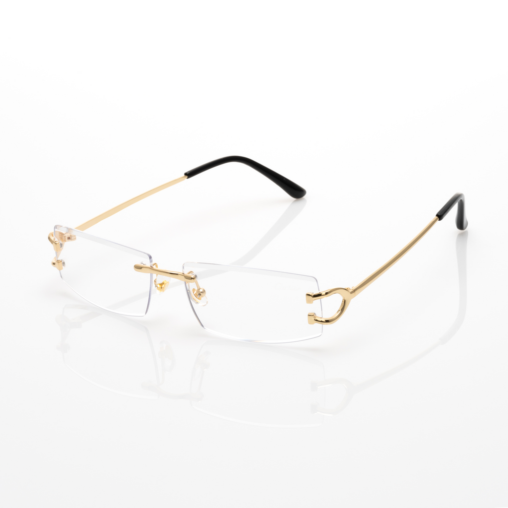 Lunettes Rectangle — Métal Doré & Verres Gris Fumé · II
