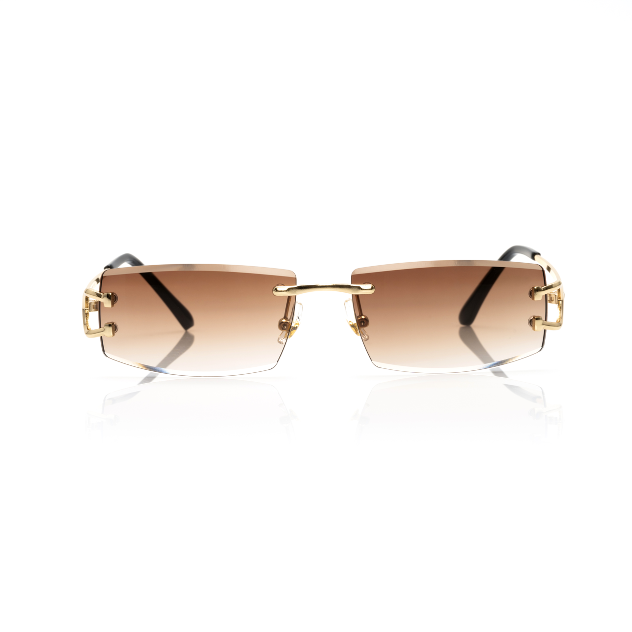 Lunettes Rectangle — Métal Doré & Verres Gris Fumé · II