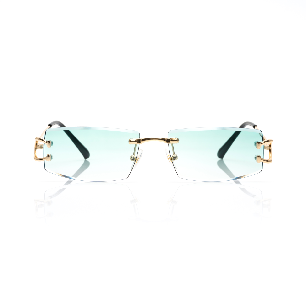 Lunettes Rectangle — Métal Doré & Verres Gris Fumé · II