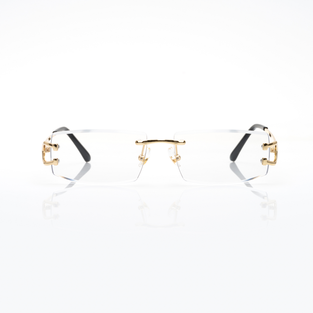 Lunettes Rectangle — Métal Doré & Verres Gris Fumé · II