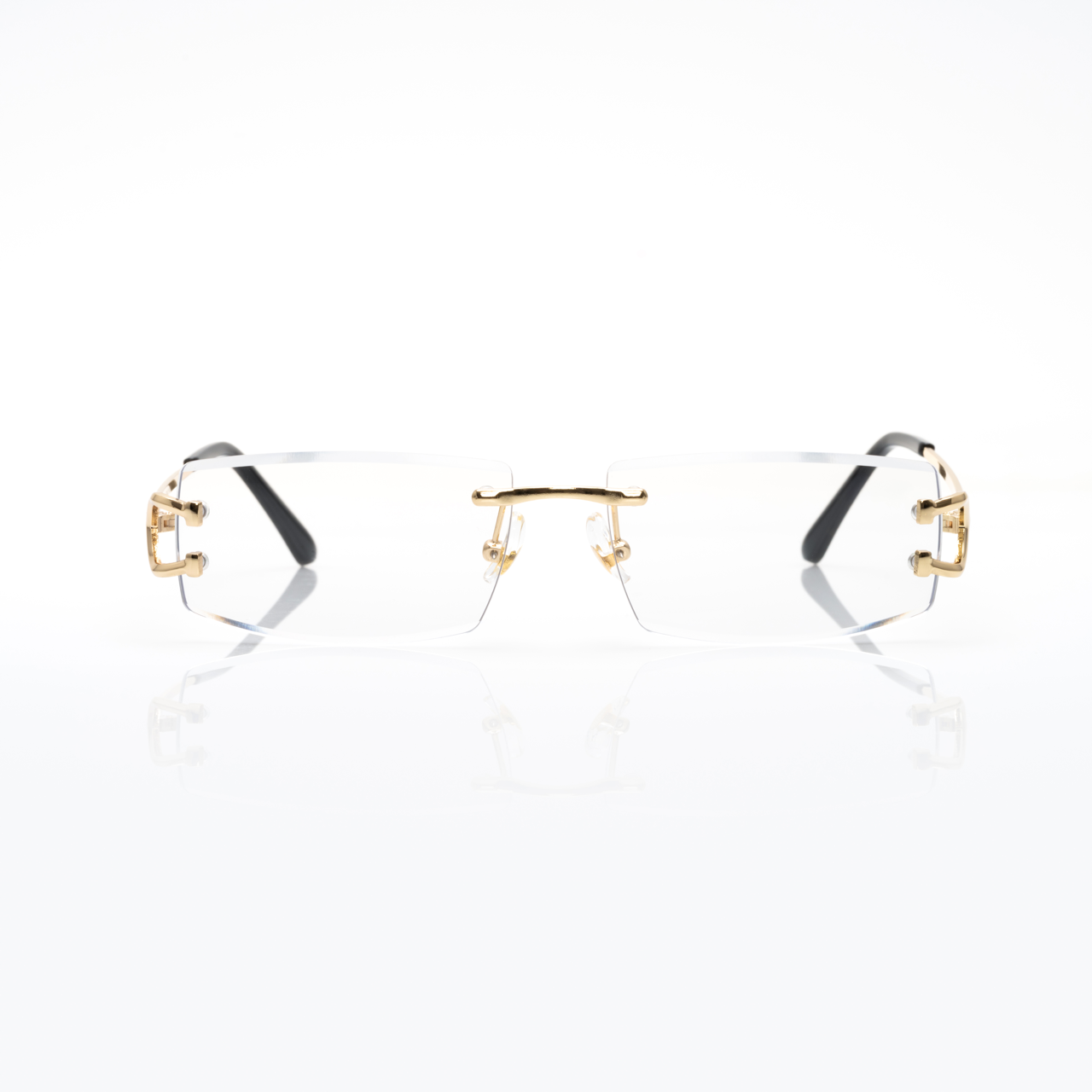 Lunettes Rectangle — Métal Doré & Verres Gris Fumé · II