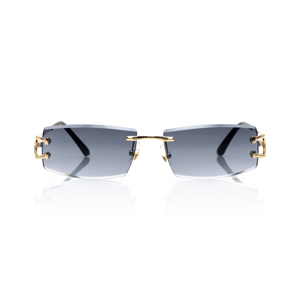Lunettes Rectangle — Métal Doré & Verres Gris Fumé · II