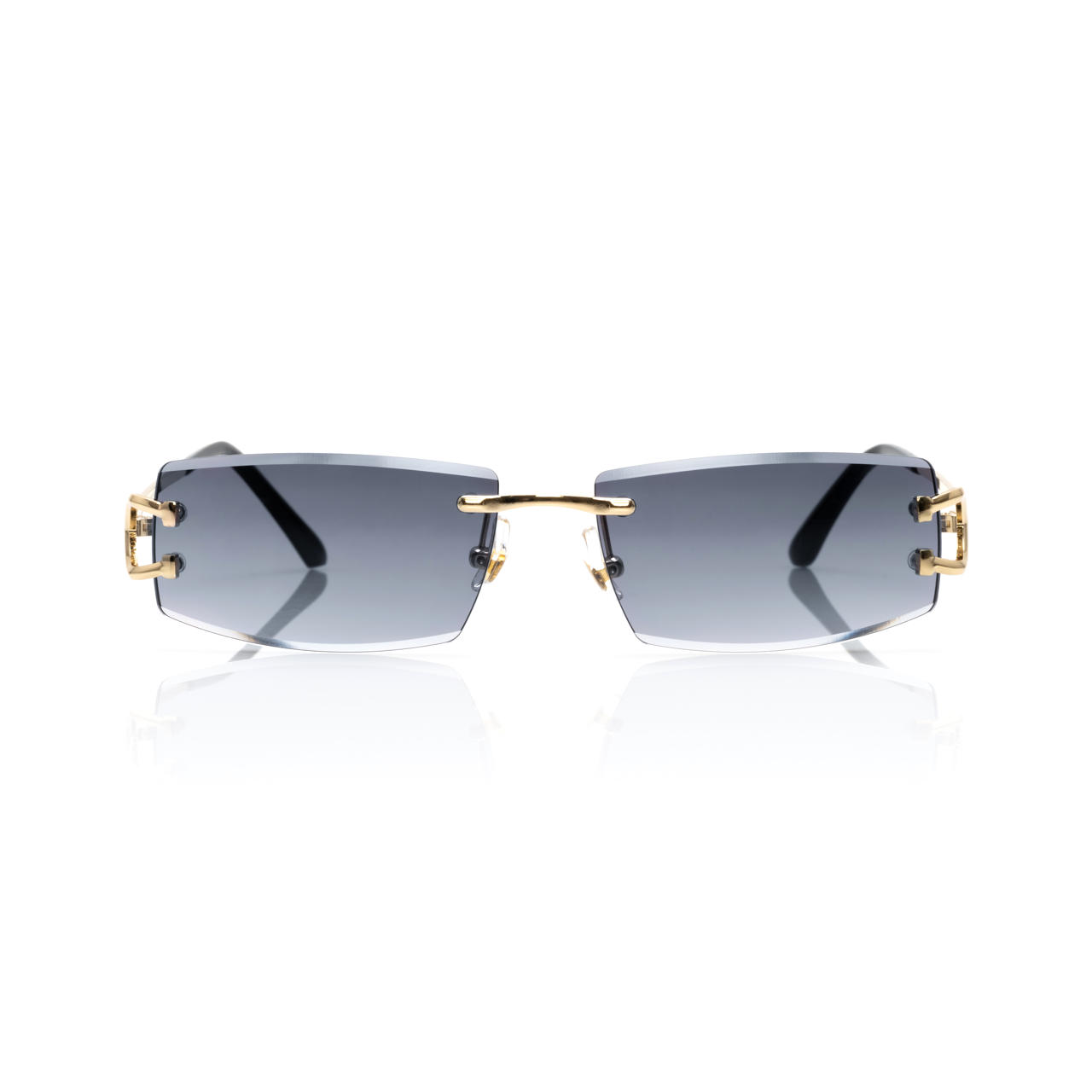 Lunettes Rectangle — Métal Doré & Verres Gris Fumé · II