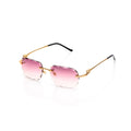 Lunettes Rectangle — Métal Doré & Verres Rose Taillés