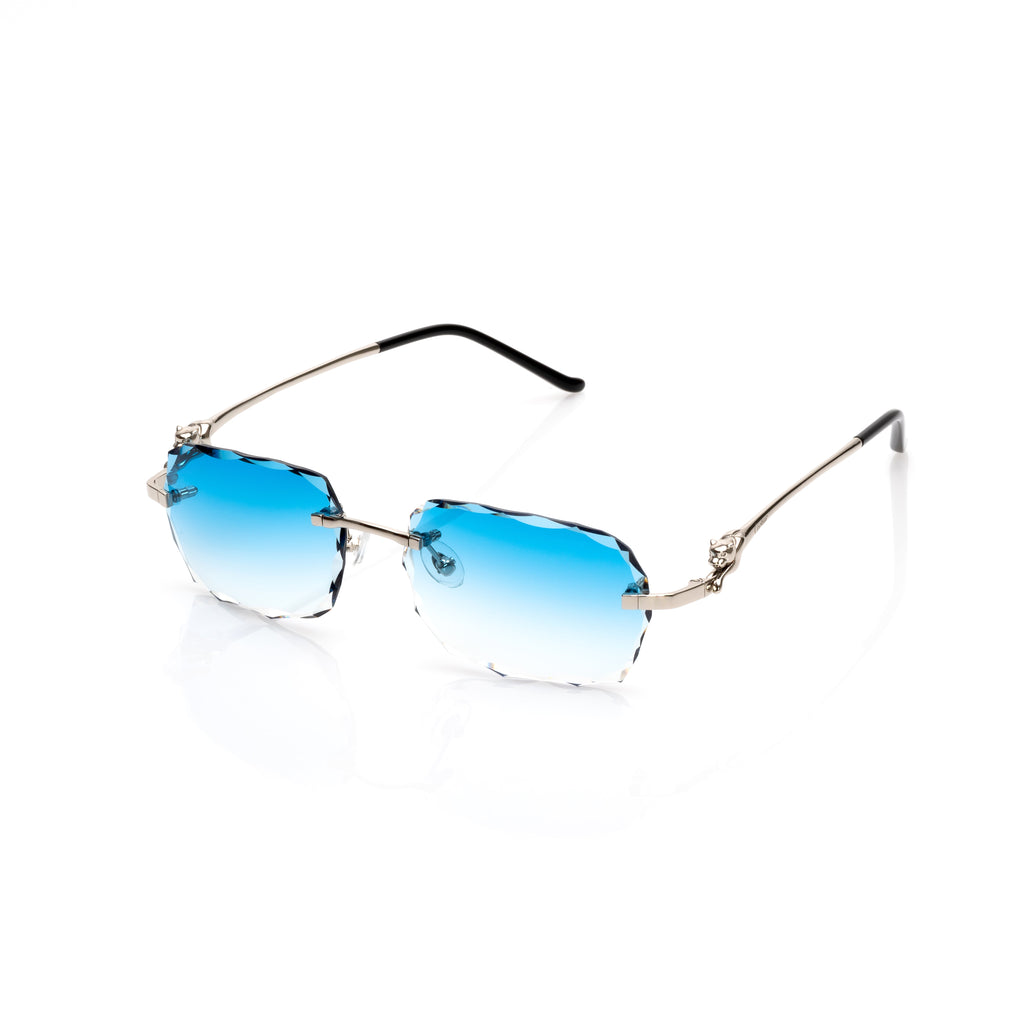 Lunettes Rectangle — Métal Doré & Verres Rose Taillés