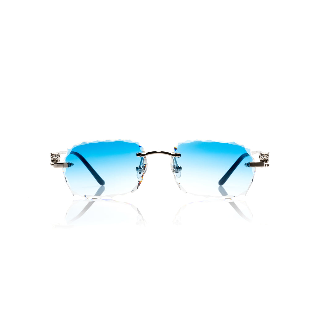 Lunettes Rectangle — Métal Doré & Verres Rose Taillés