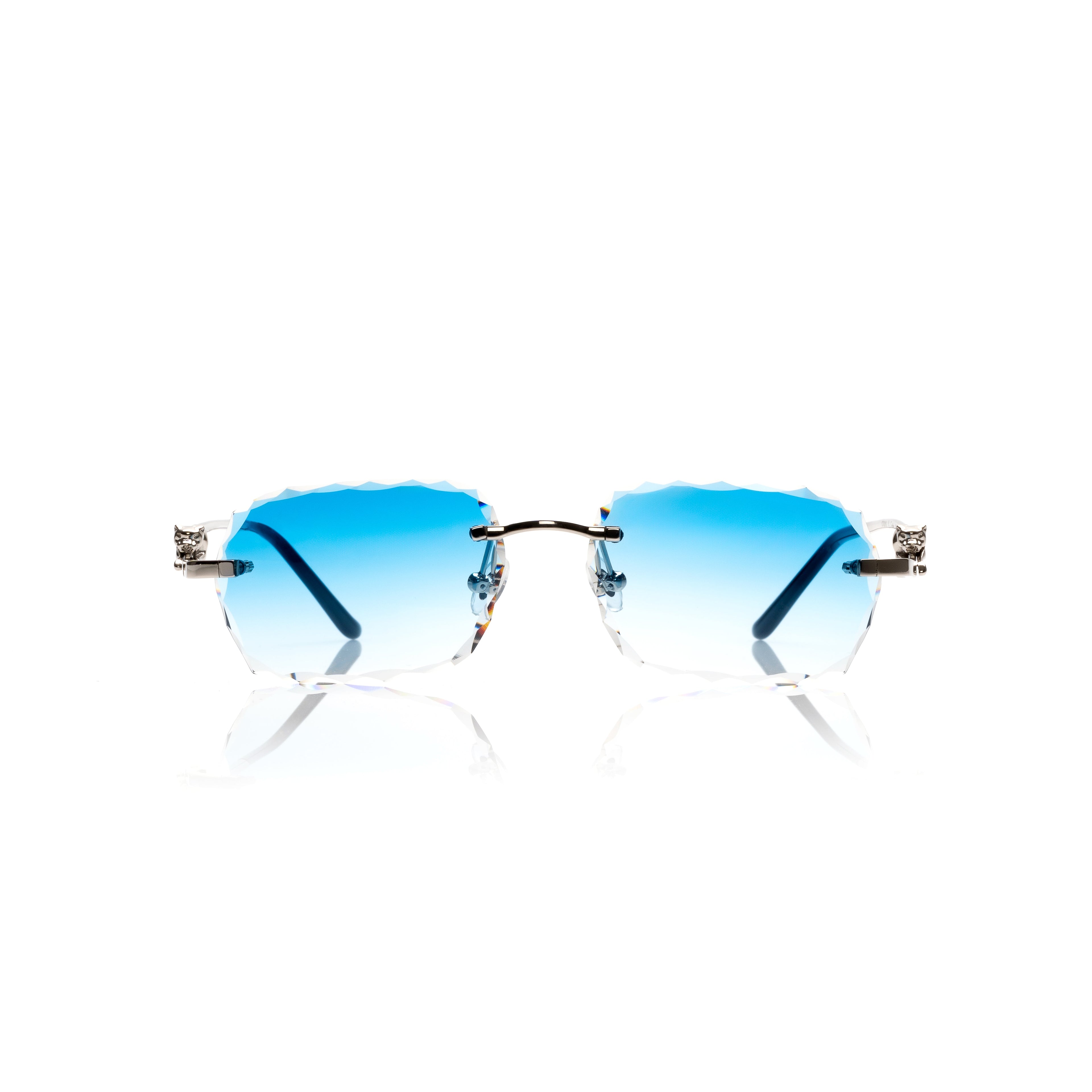 Lunettes Rectangle — Métal Doré & Verres Rose Taillés