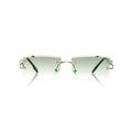 Lunettes Rectangle — Métal Doré & Verres Verts