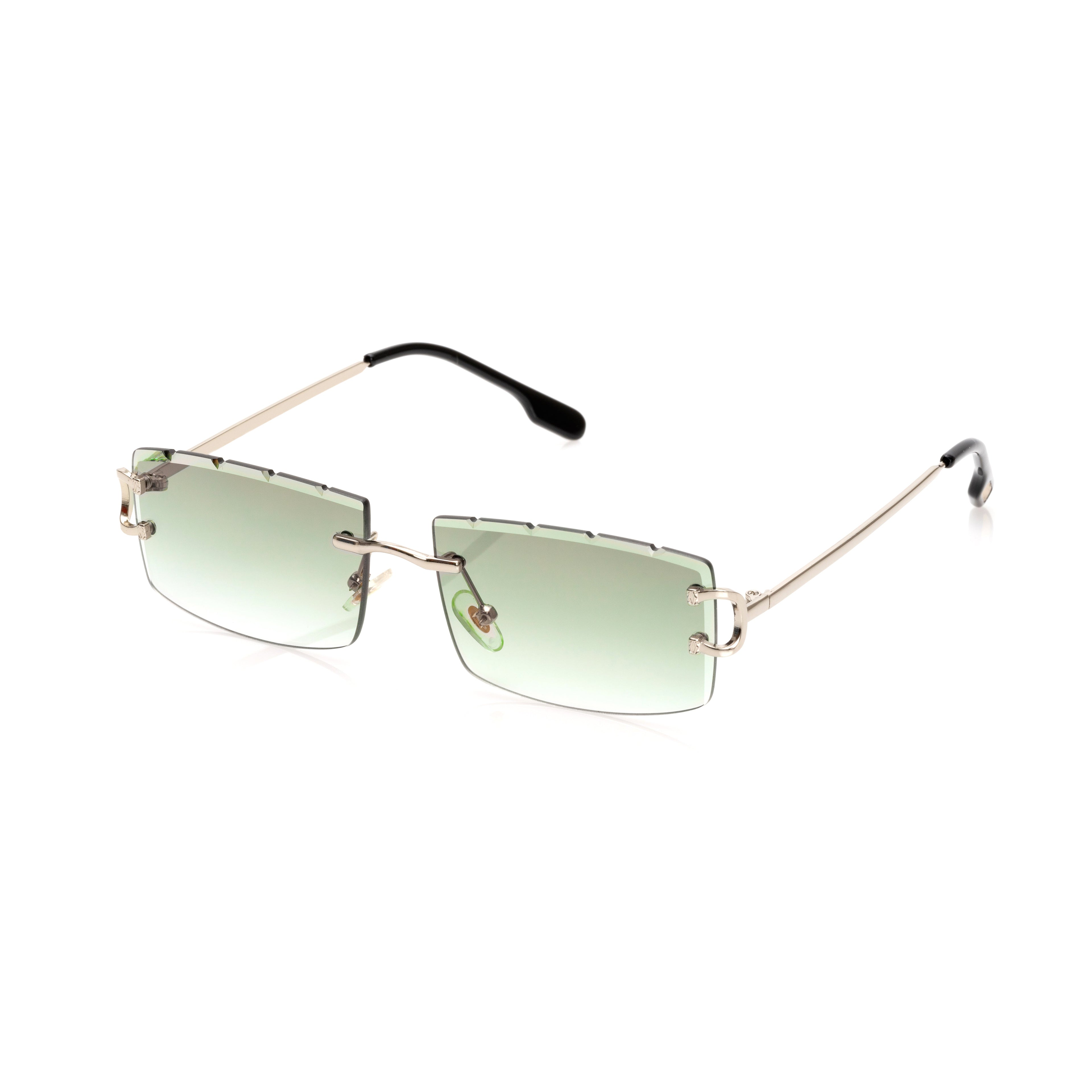Lunettes Rectangle — Métal Doré & Verres Verts