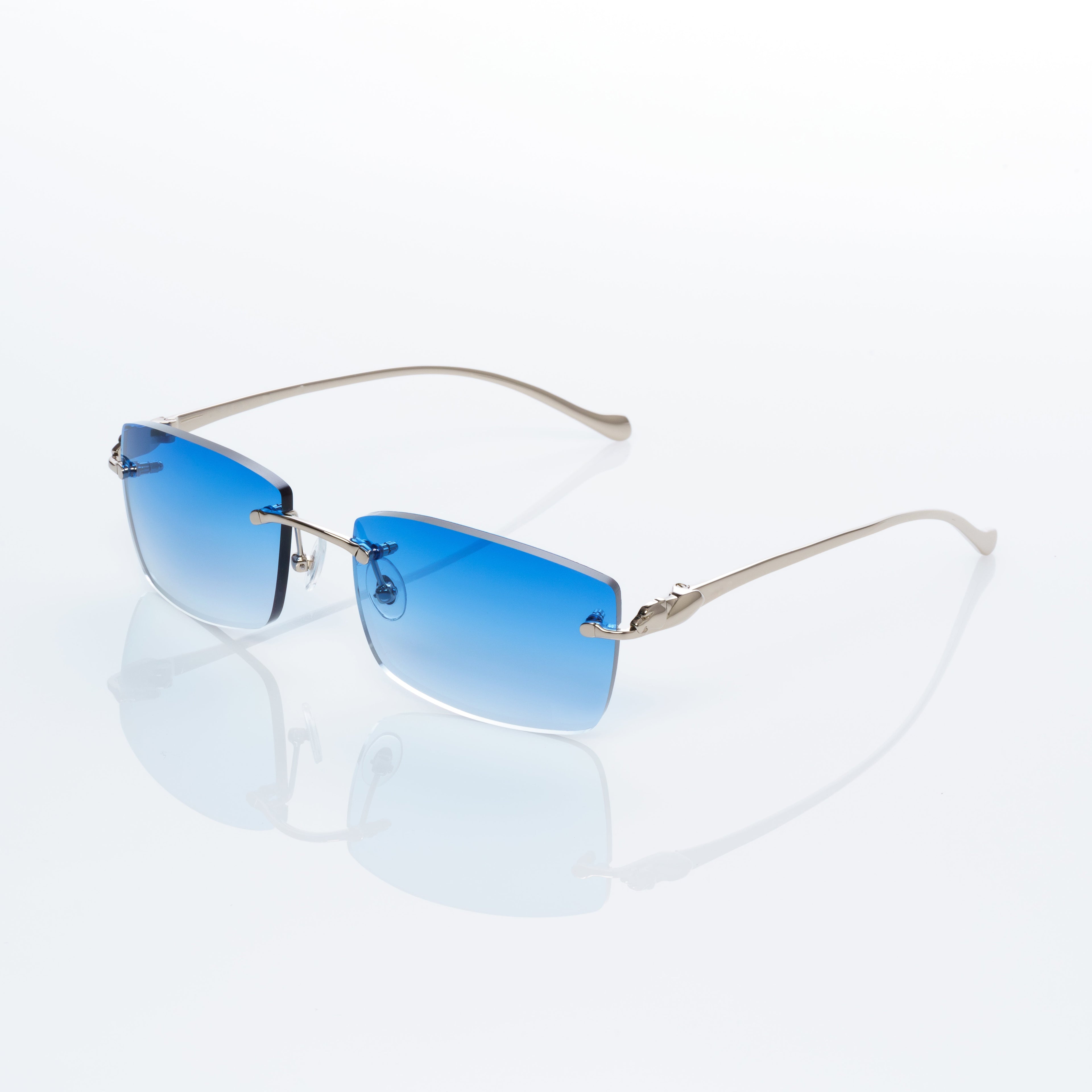 Lunettes Rectangle — Métal Gris Fumé & Verres Lilas