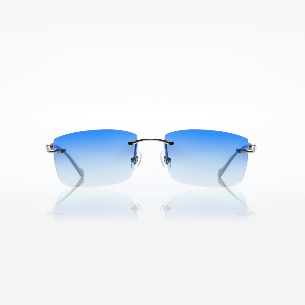 Lunettes Rectangle — Métal Gris Fumé & Verres Lilas
