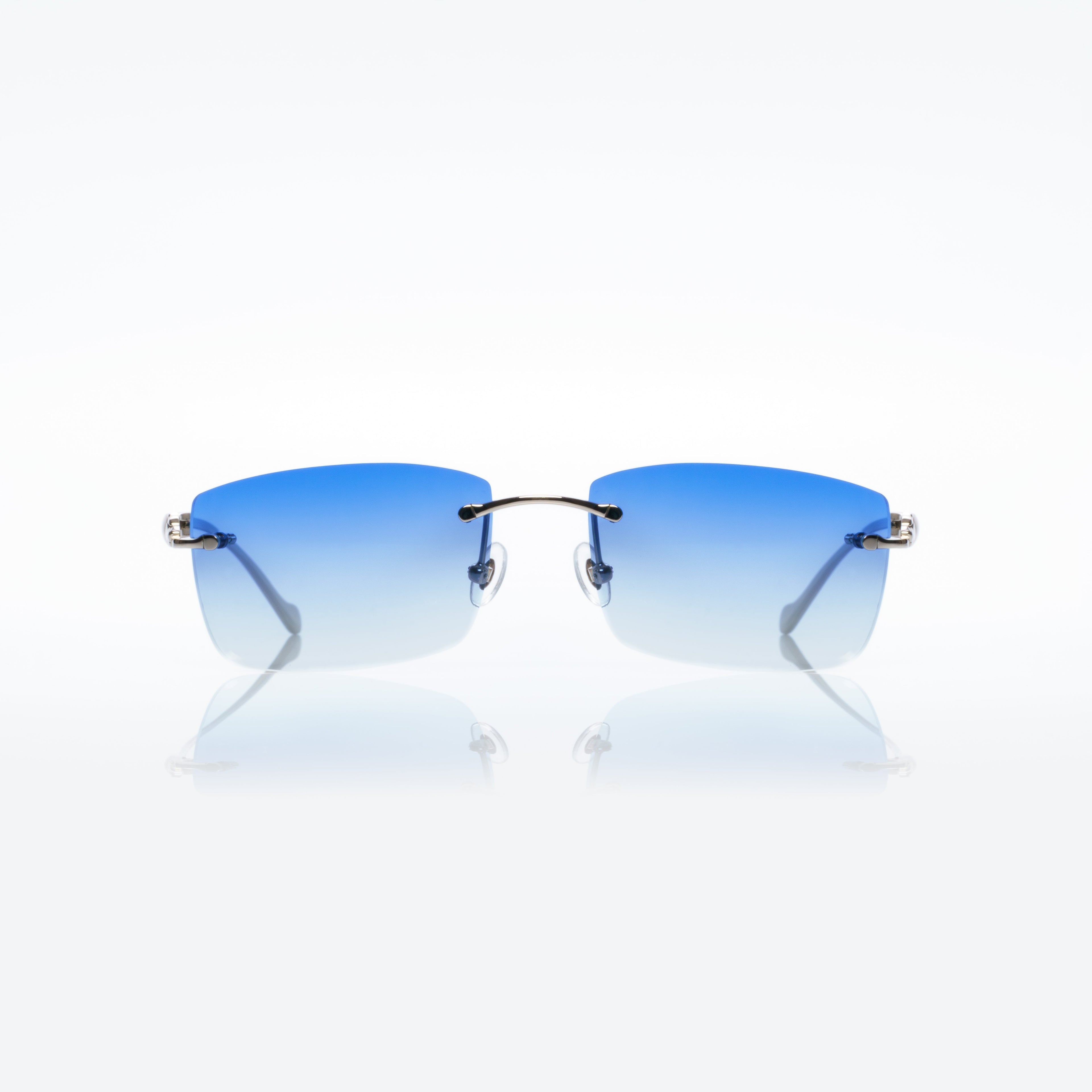 Lunettes Rectangle — Métal Gris Fumé & Verres Lilas