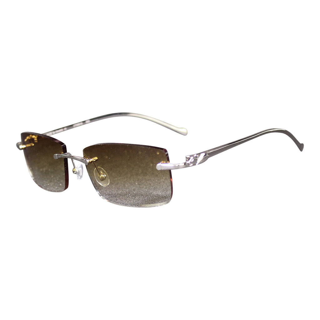 Lunettes Rectangle — Métal Gris Fumé & Verres Lilas