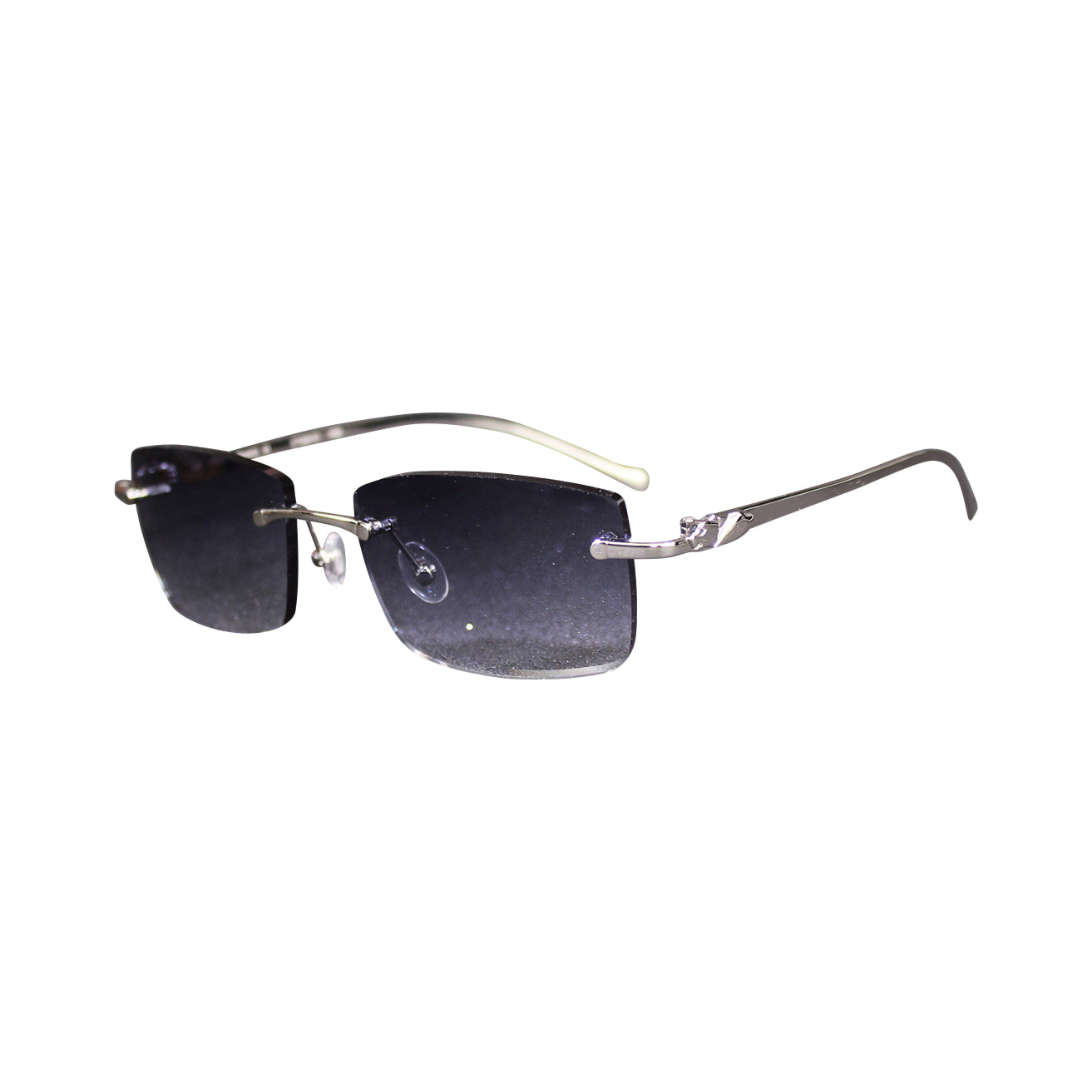 Lunettes Rectangle — Métal Gris Fumé & Verres Lilas