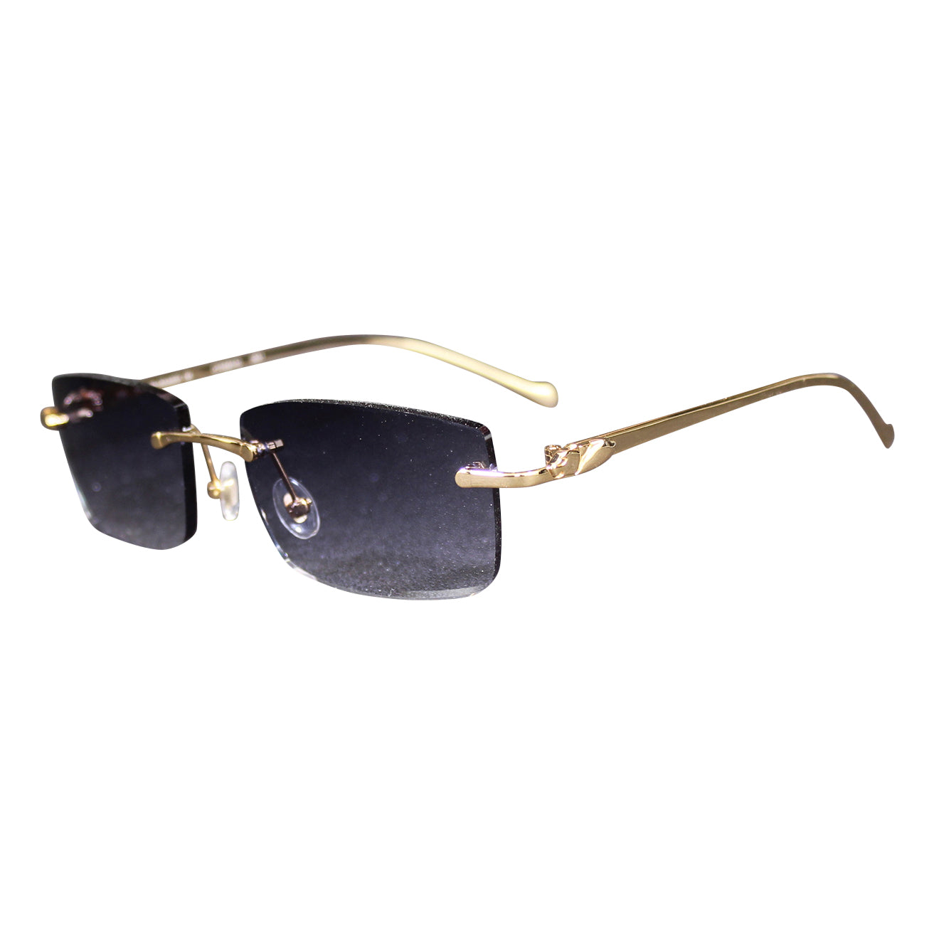 Lunettes Rectangle — Métal Gris Fumé & Verres Lilas