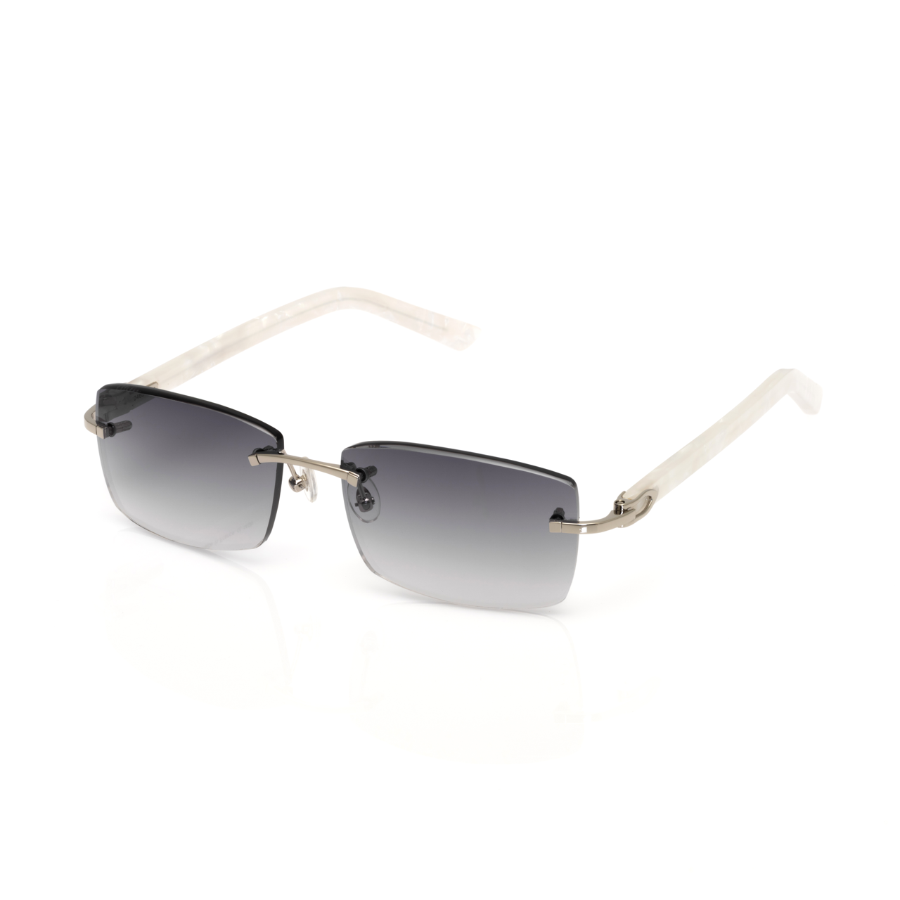 Lunettes Rectangle Sans Cerclage — Branches Nacre & Doré