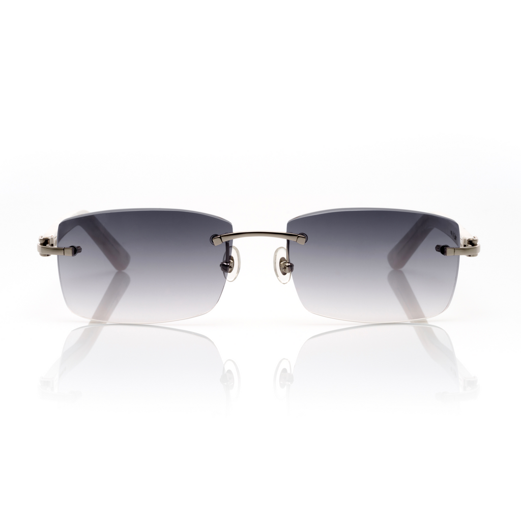 Lunettes Rectangle Sans Cerclage — Branches Nacre & Doré