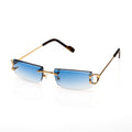 Lunettes Rectangle Sans Cerclage — Doré & Bleu Dégradé