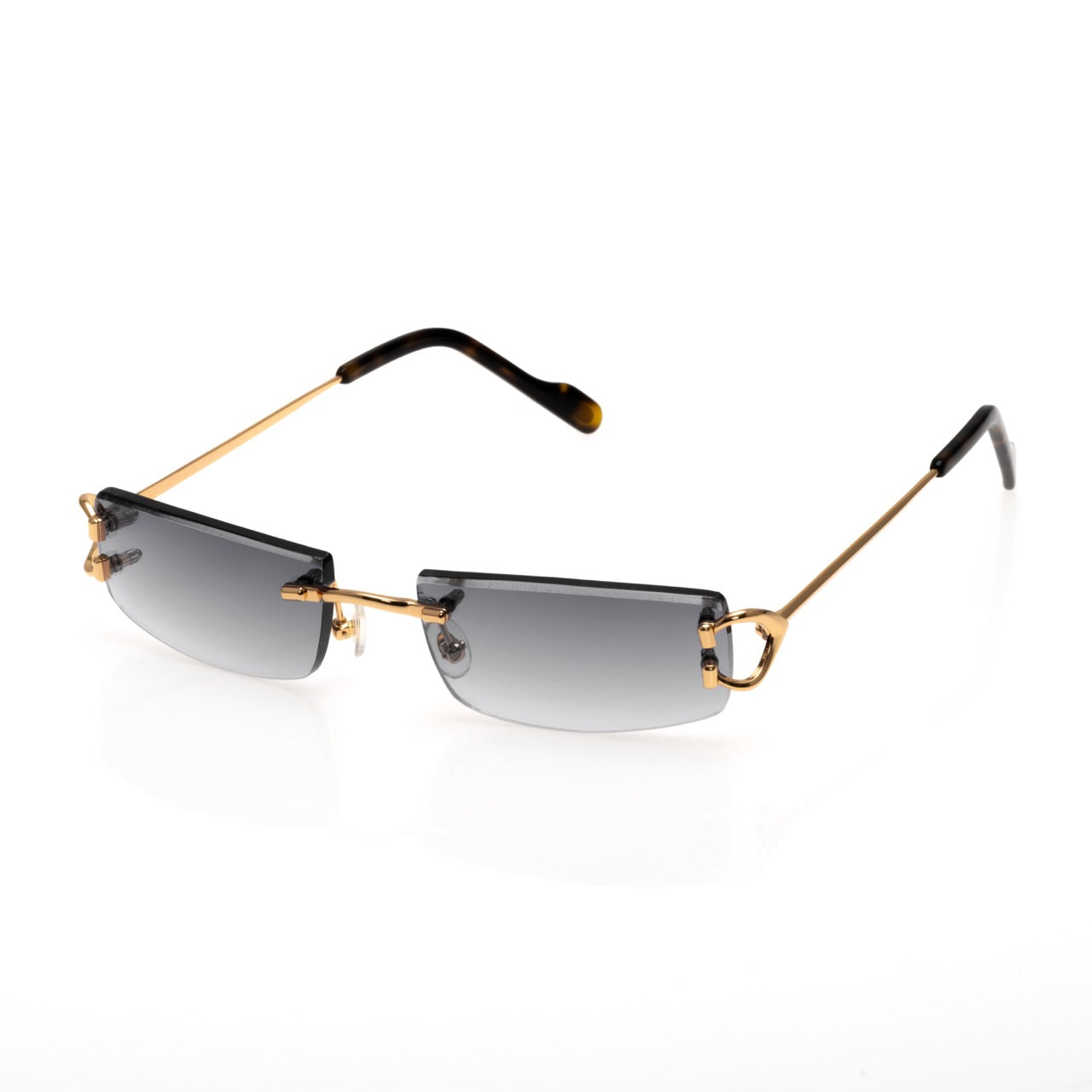 Lunettes Rectangle Sans Cerclage — Doré & Bleu Dégradé