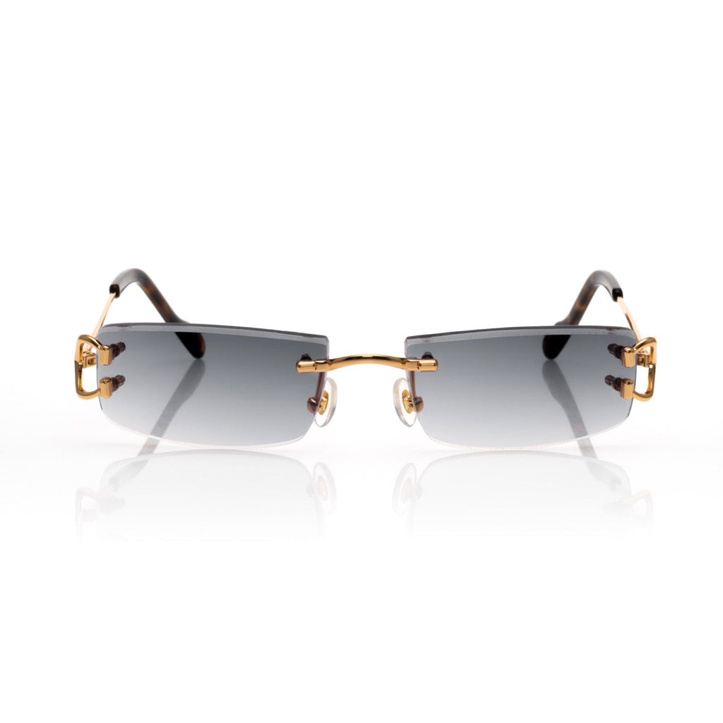 Lunettes Rectangle Sans Cerclage — Doré & Bleu Dégradé