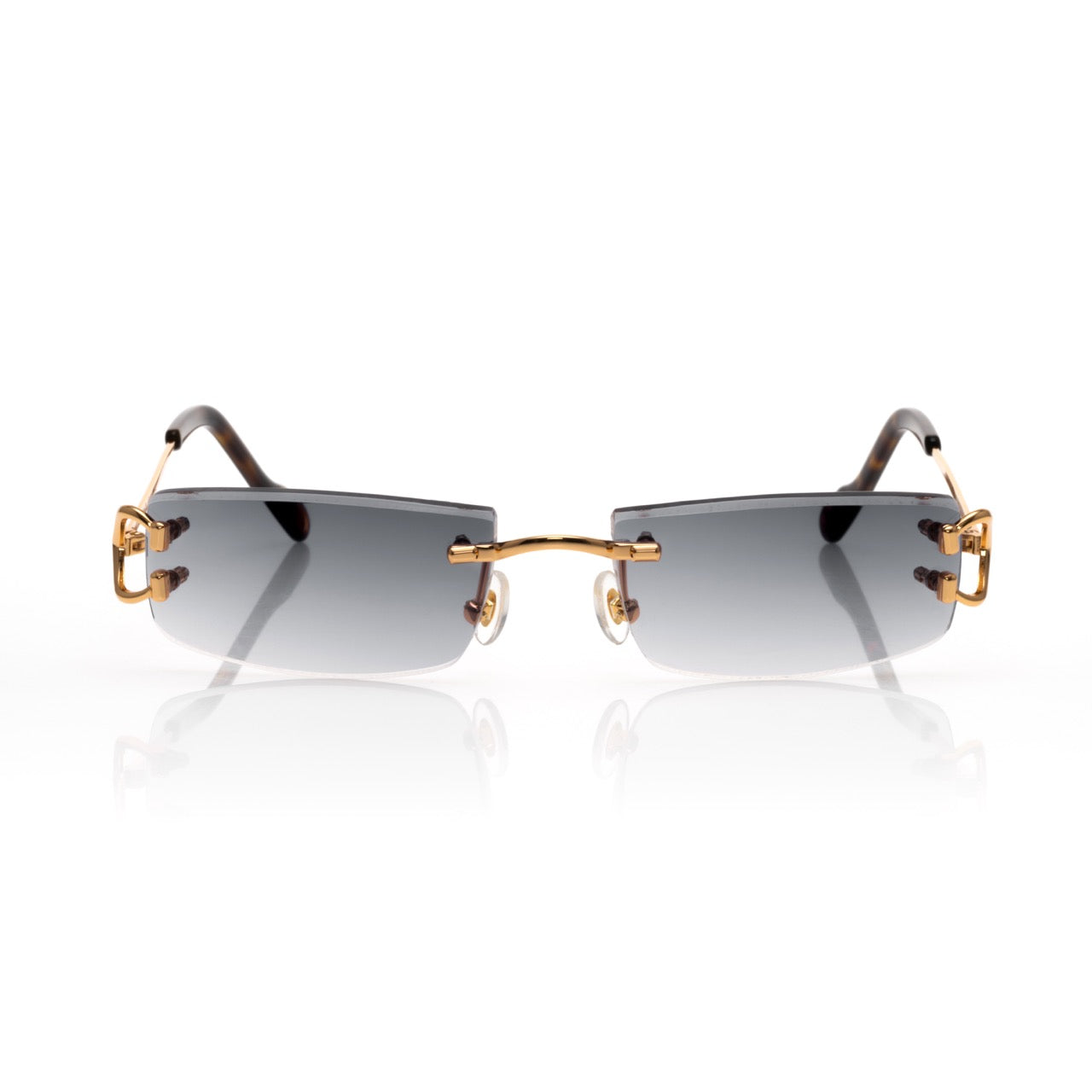 Lunettes Rectangle Sans Cerclage — Doré & Bleu Dégradé