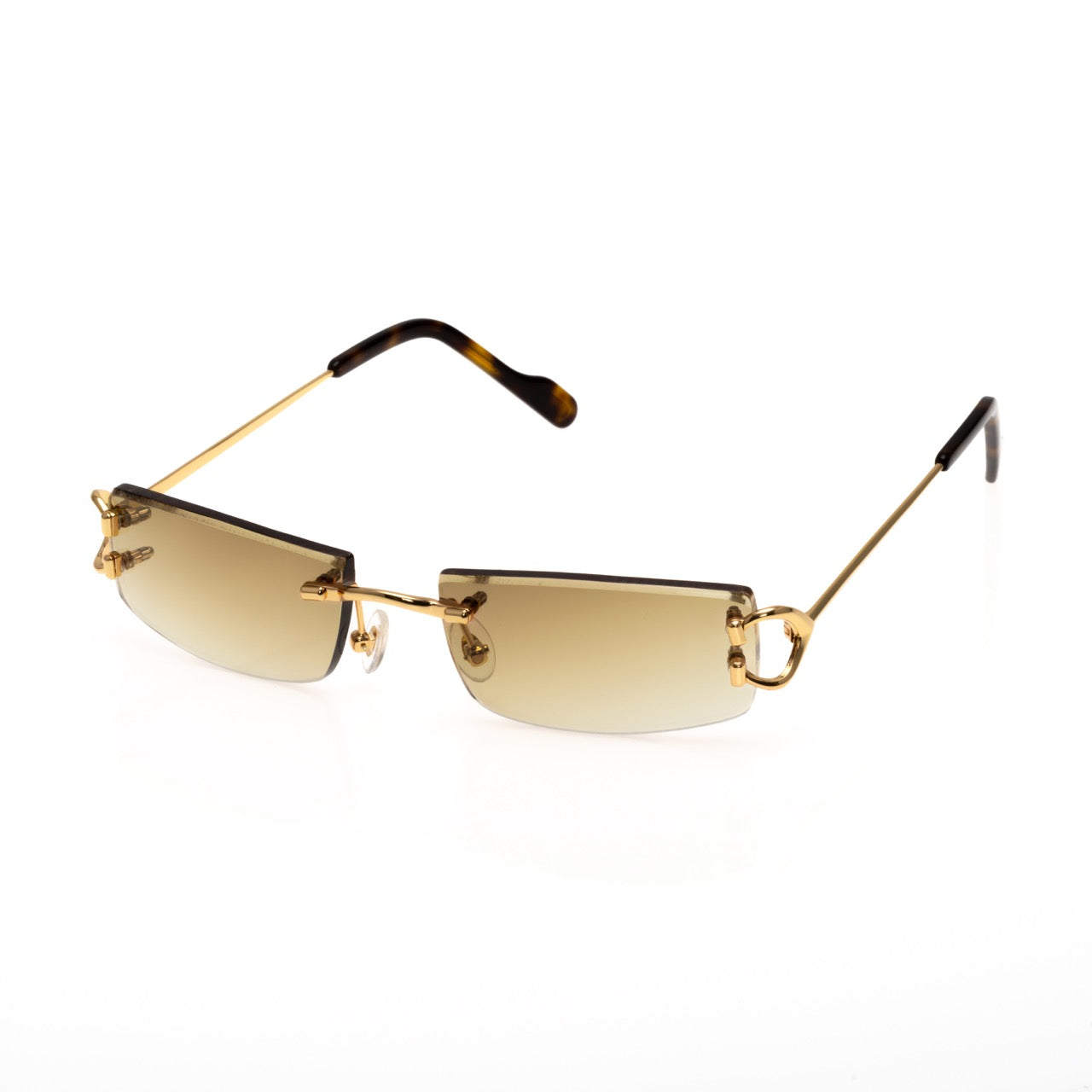 Lunettes Rectangle Sans Cerclage — Doré & Bleu Dégradé