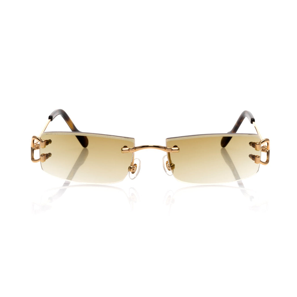 Lunettes Rectangle Sans Cerclage — Doré & Bleu Dégradé