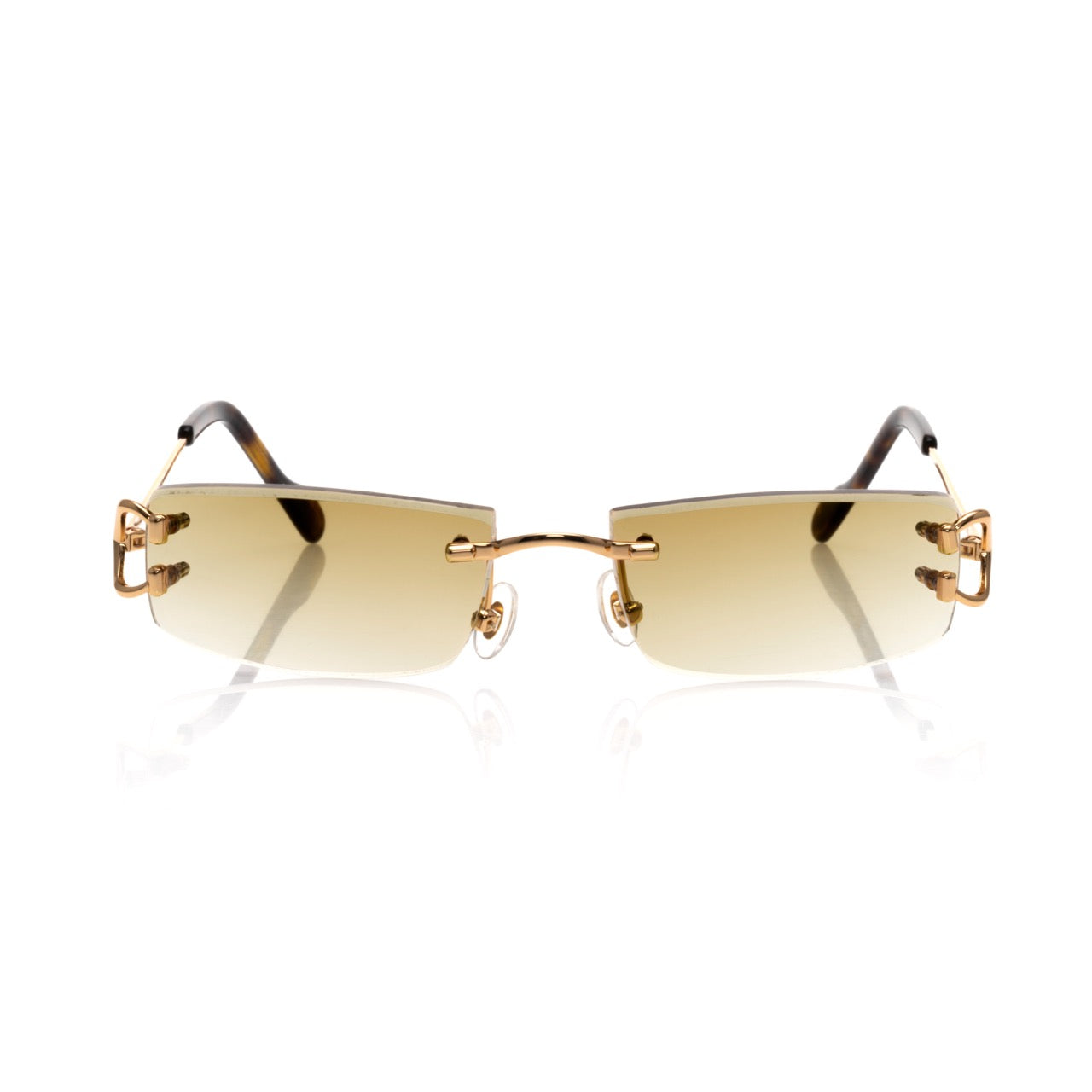 Lunettes Rectangle Sans Cerclage — Doré & Bleu Dégradé