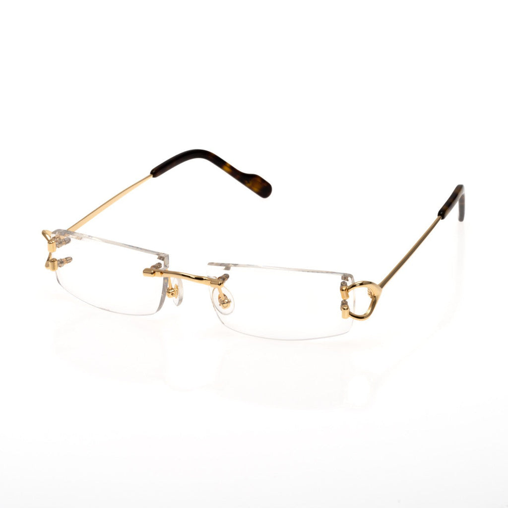 Lunettes Rectangle Sans Cerclage — Doré & Bleu Dégradé