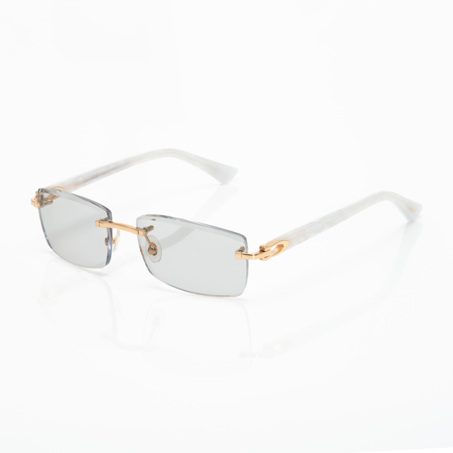 Lunettes Rectangle Sans Cerclage — Doré & Branches Blanches