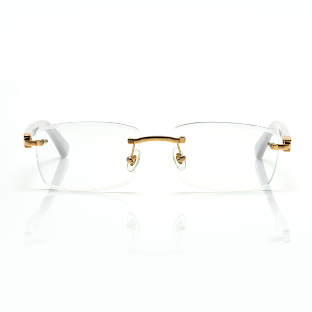 Lunettes Rectangle Sans Cerclage — Doré & Branches Blanches