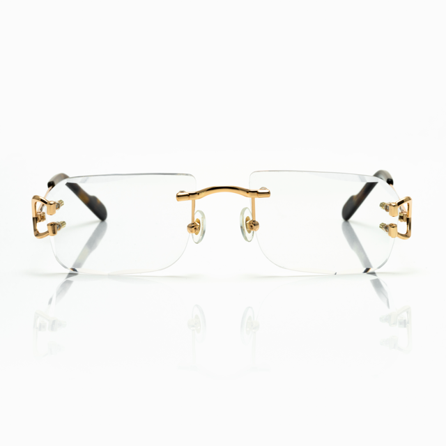 Lunettes Rectangle Sans Cerclage — Doré & Branches Écaille