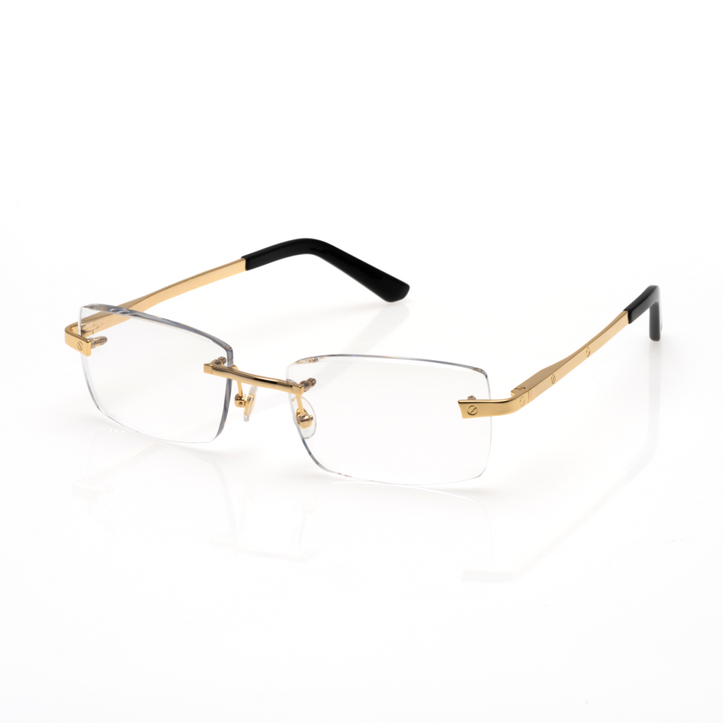 Lunettes Rectangle Sans Cerclage — Doré Cristal Pur