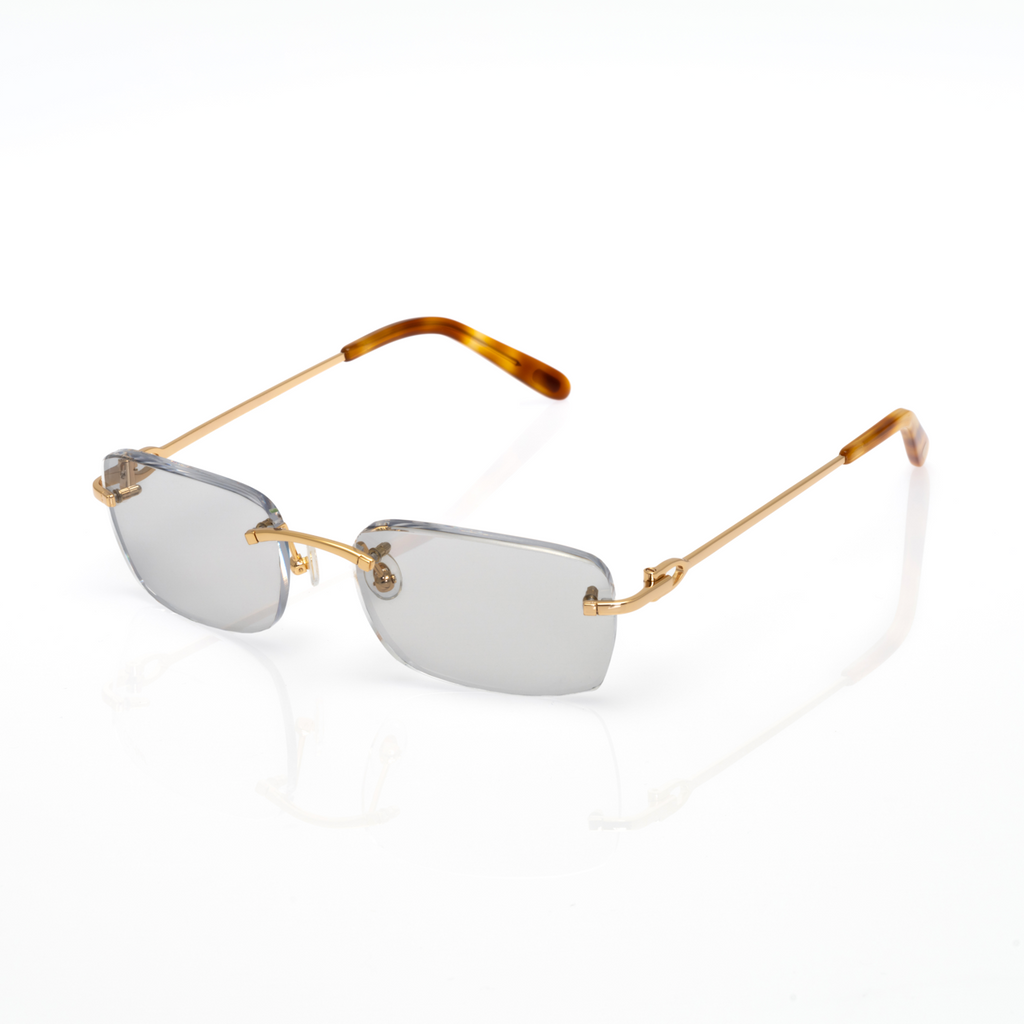 Lunettes Rectangle Sans Cerclage — Doré & Écaille