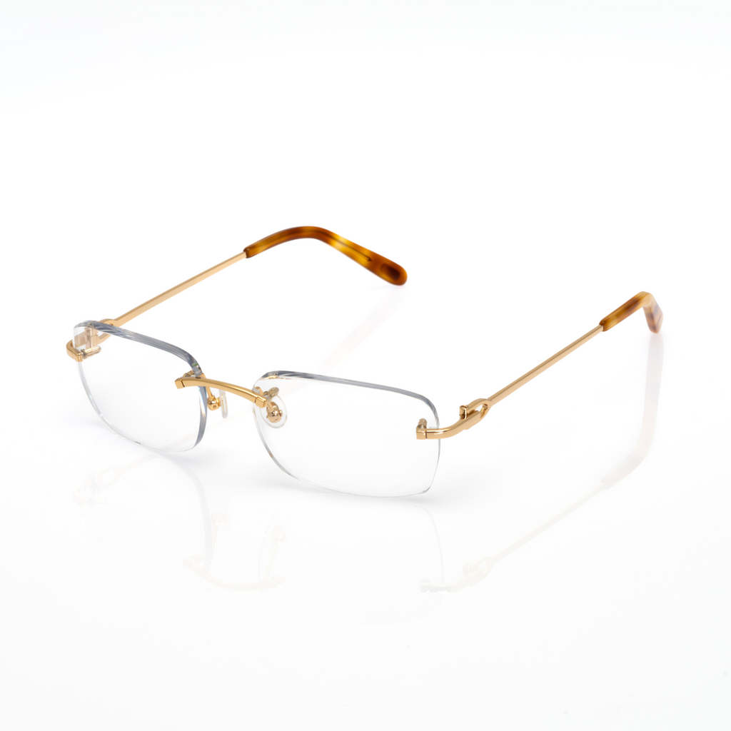Lunettes Rectangle Sans Cerclage — Doré & Écaille