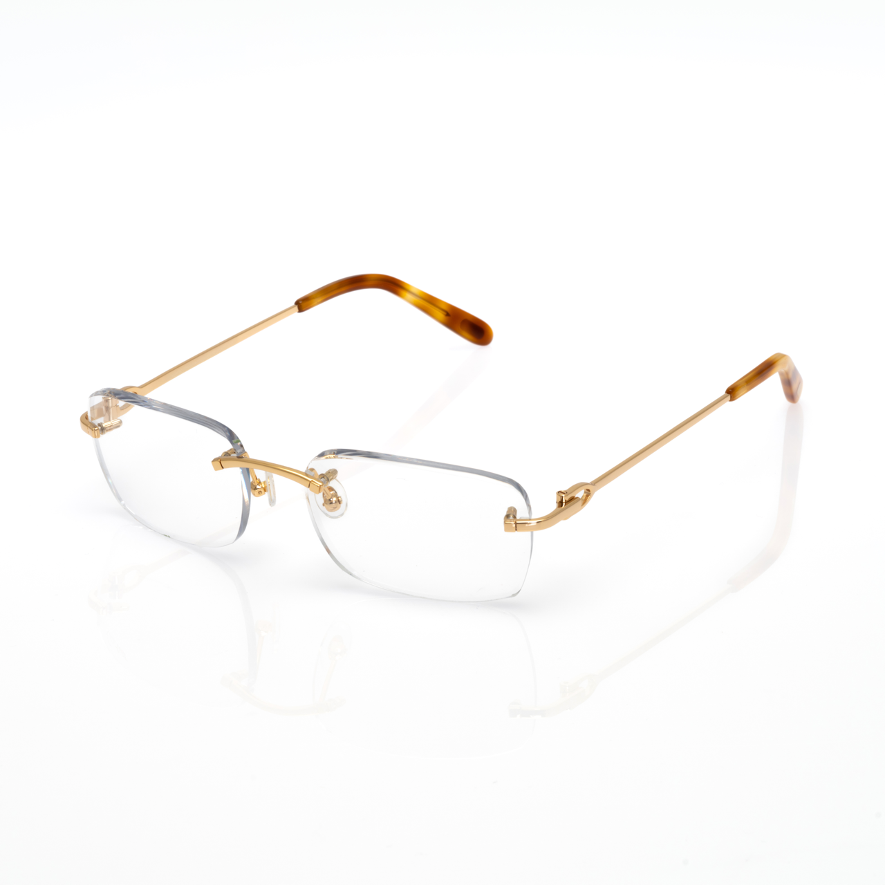 Lunettes Rectangle Sans Cerclage — Doré & Écaille