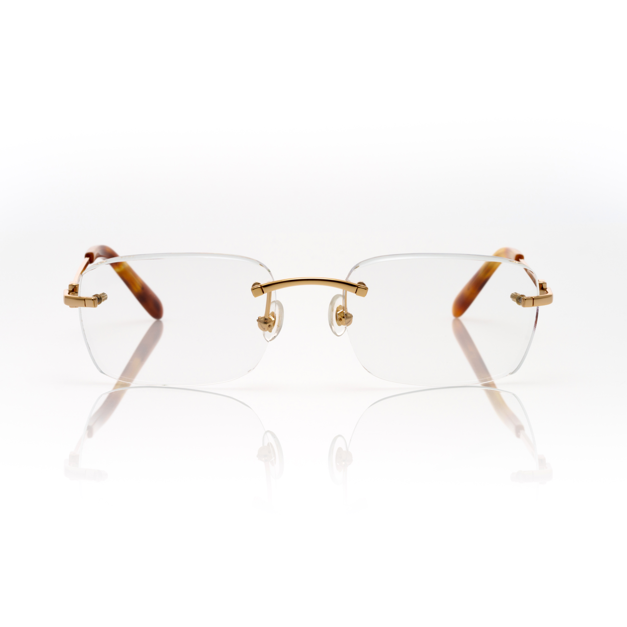 Lunettes Rectangle Sans Cerclage — Doré & Écaille