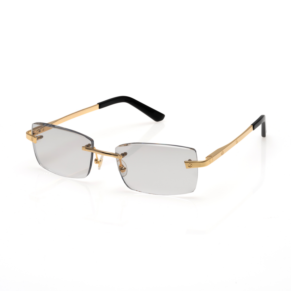 Lunettes Rectangle Sans Cerclage — Doré & Transition Gris