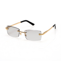 Lunettes Rectangle Sans Cerclage — Doré & Transition Gris