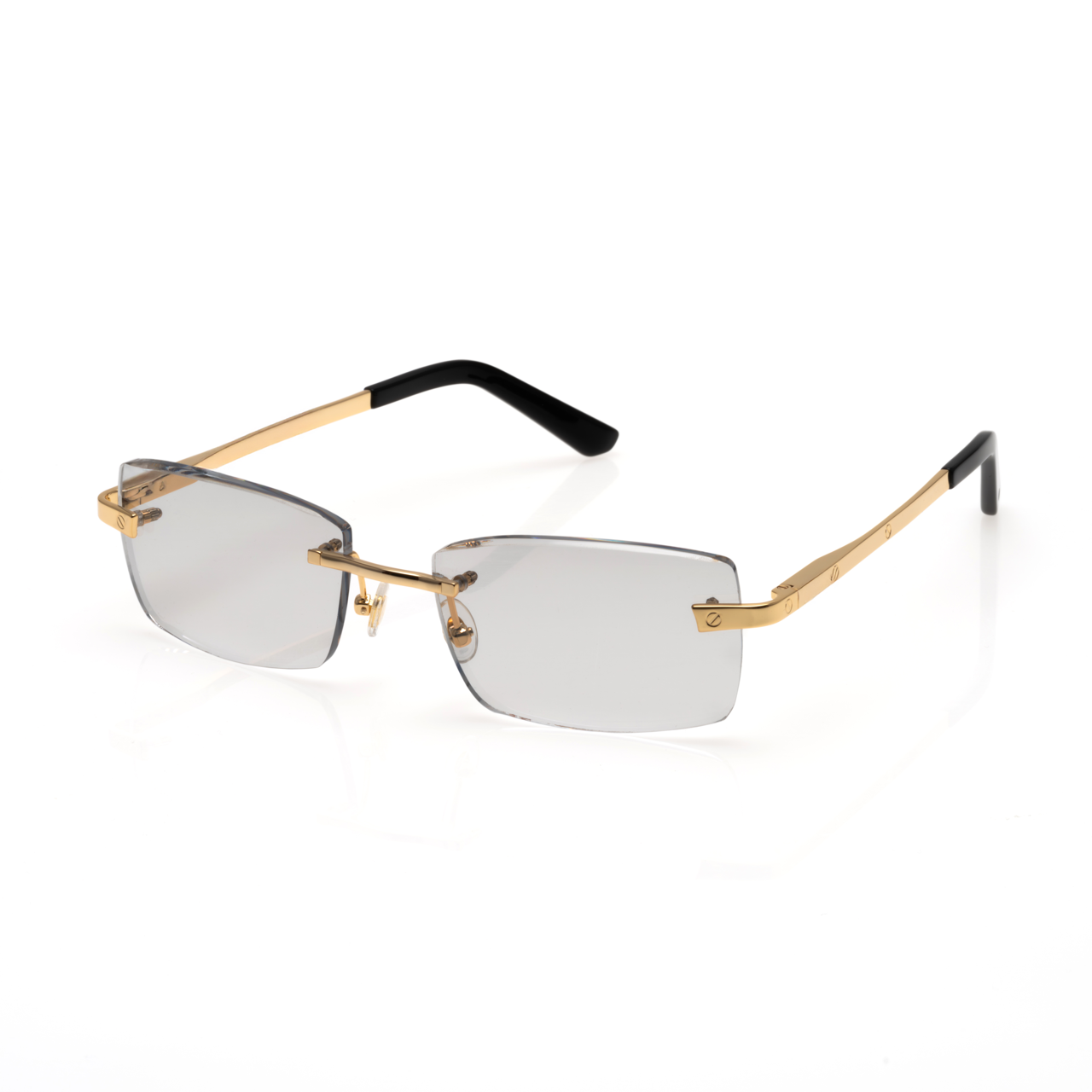 Lunettes Rectangle Sans Cerclage — Doré & Transition Gris